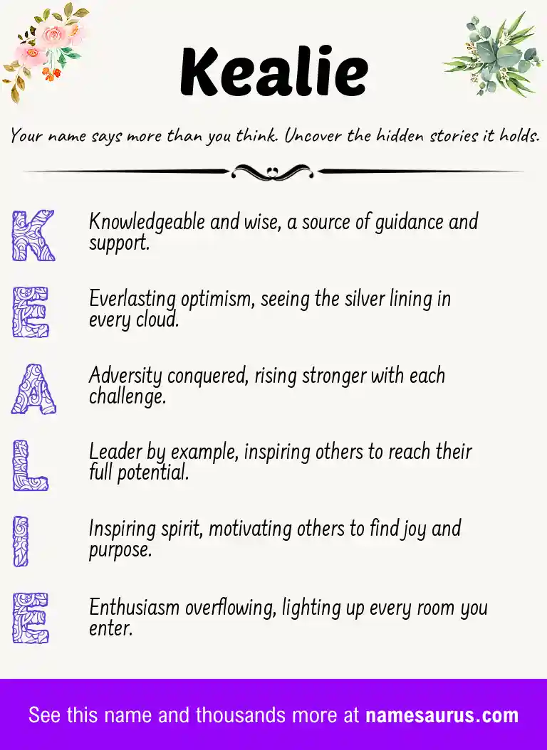 Acrostic poem about Kealie.