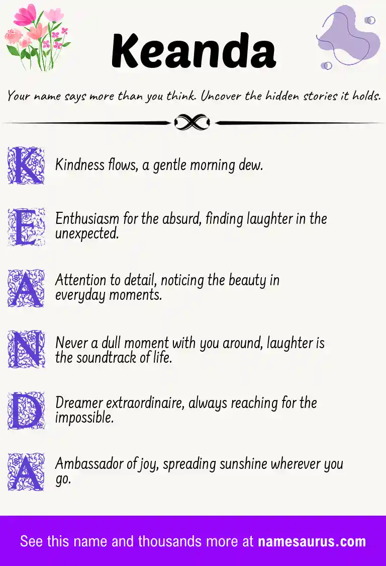 Acrostic poem about Keanda.