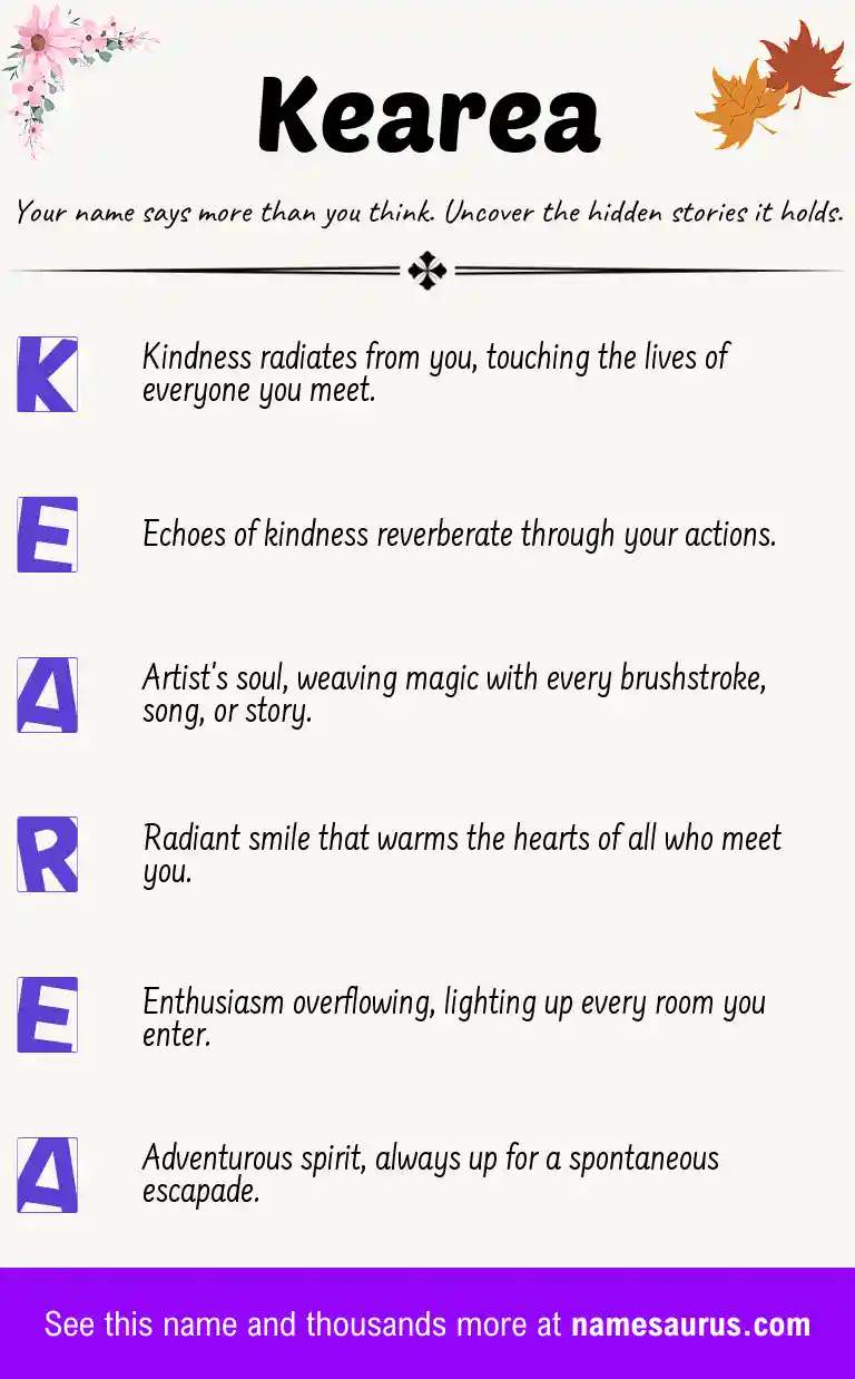 Acrostic poem about Kearea.