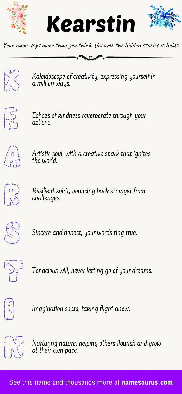 Acrostic poem about Kearstin.