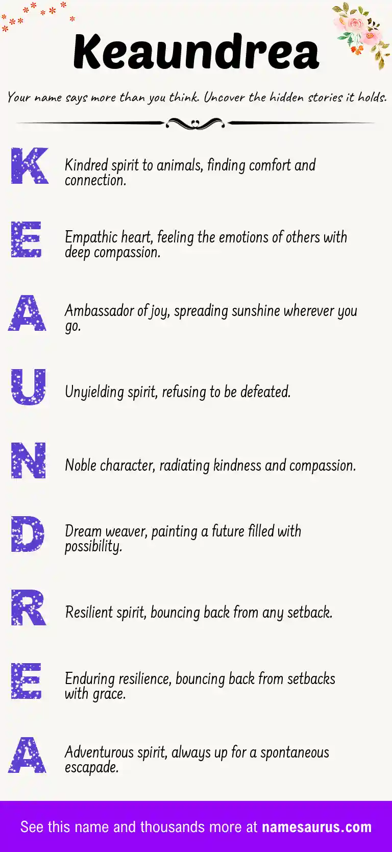 Acrostic poem about Keaundrea.