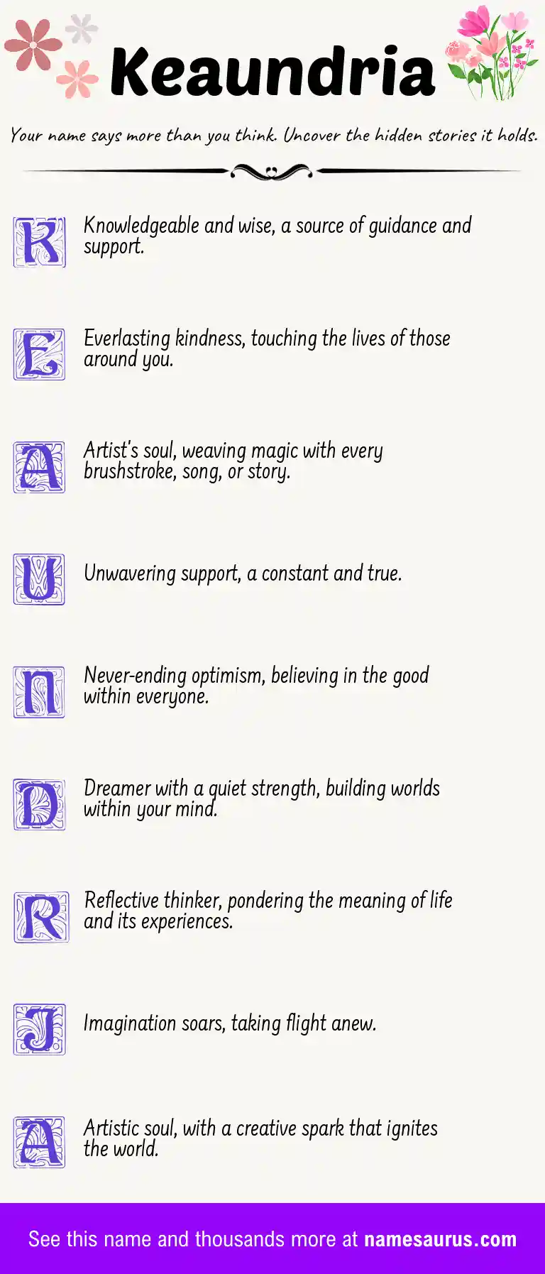 Acrostic poem about Keaundria.