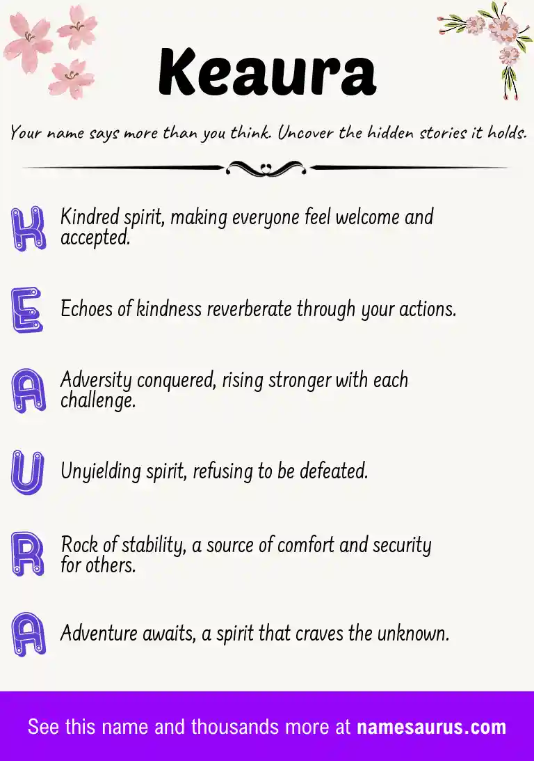 Acrostic poem about Keaura.