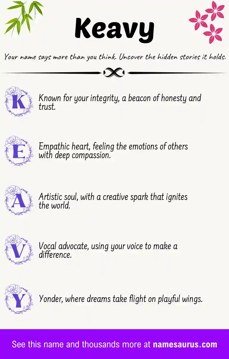 Acrostic poem about Keavy.