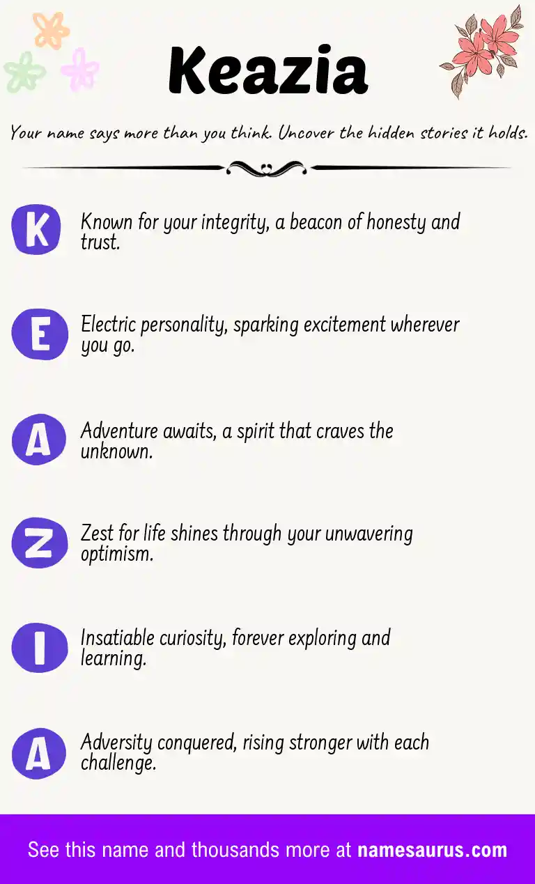 Acrostic poem about Keazia.