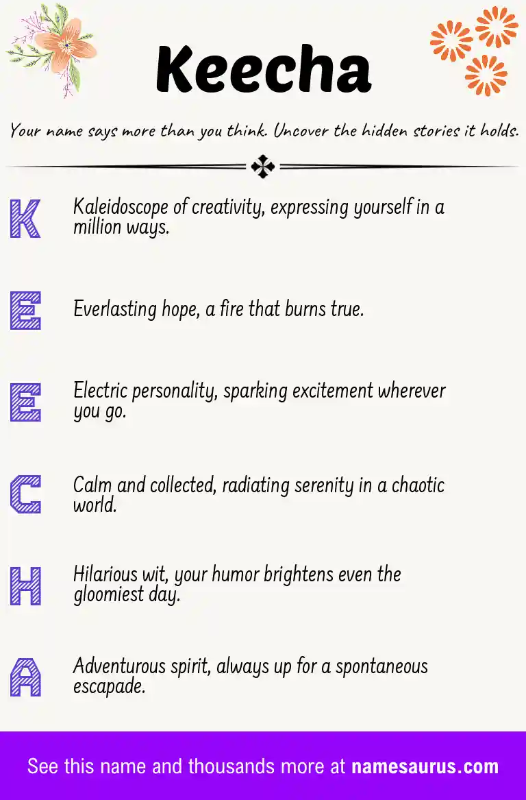 Acrostic poem about Keecha.