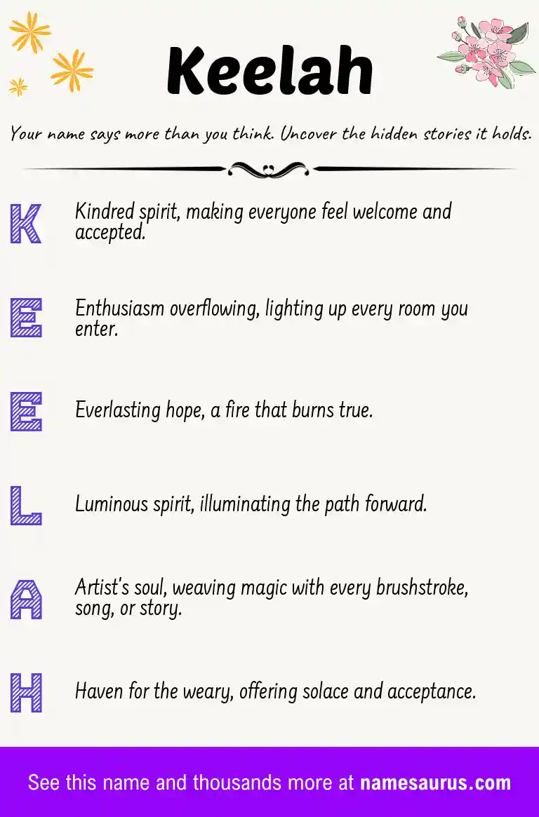 Acrostic poem about Keelah.