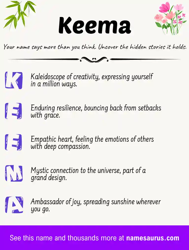 Acrostic poem about Keema.