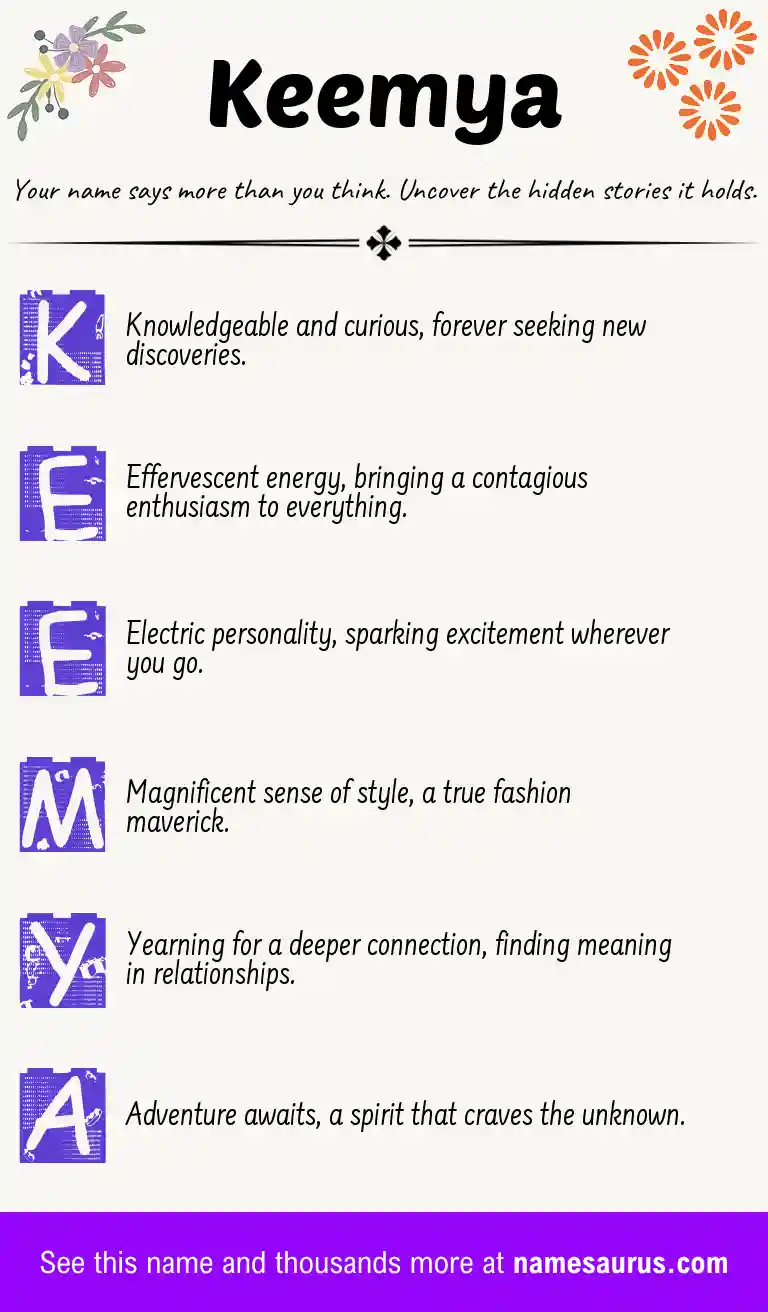 Acrostic poem about Keemya.