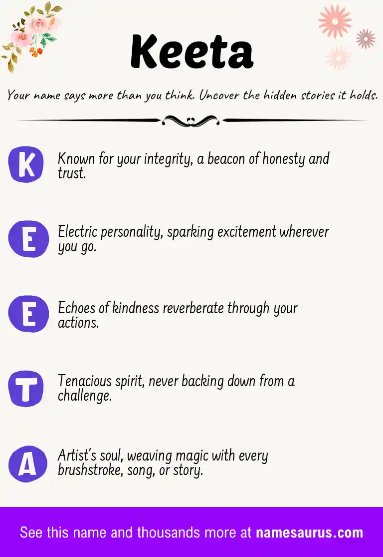 Acrostic poem about Keeta.