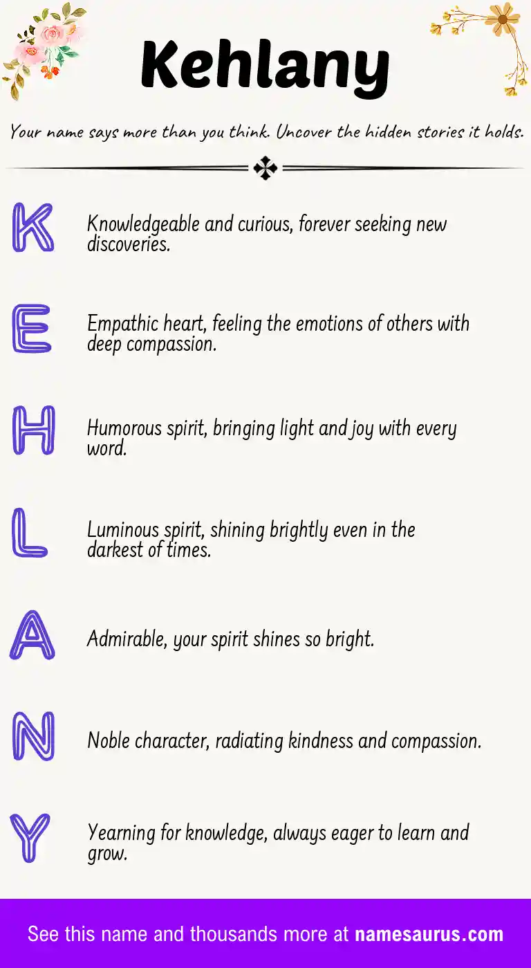 Acrostic poem about Kehlany.