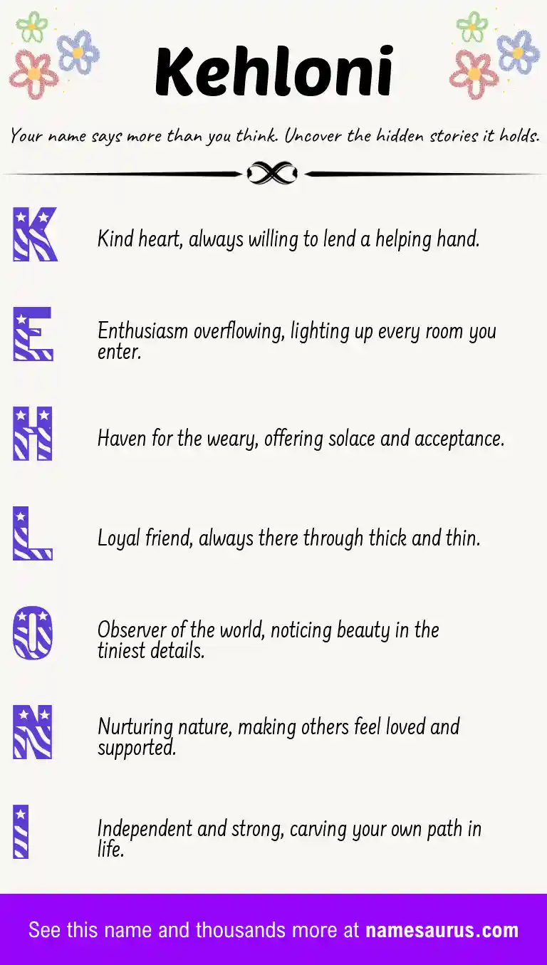 Acrostic poem about Kehloni.