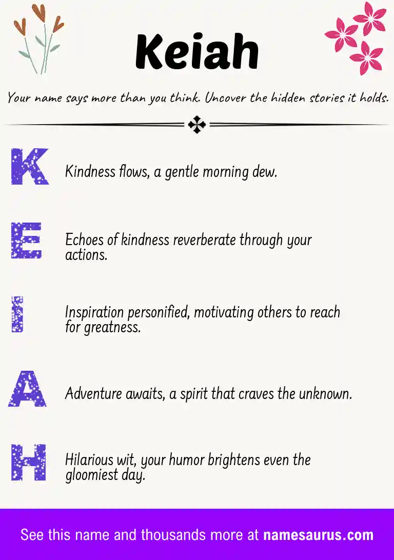 Acrostic poem about Keiah.