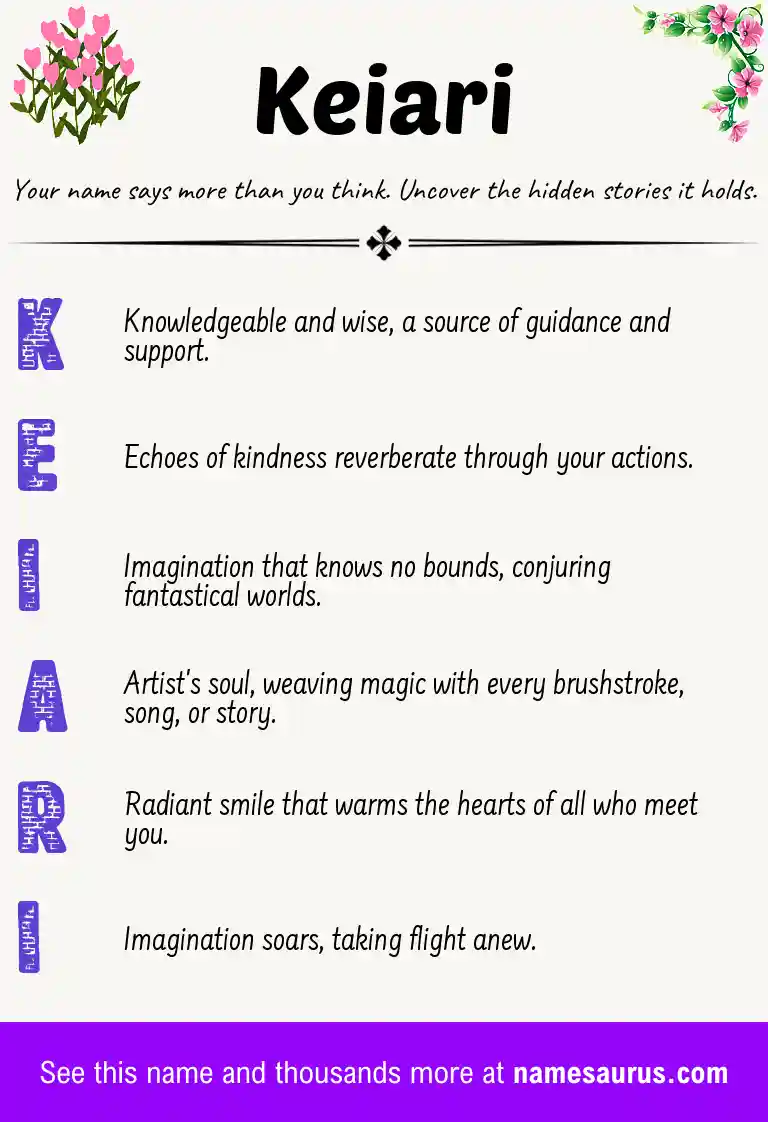 Acrostic poem about Keiari.