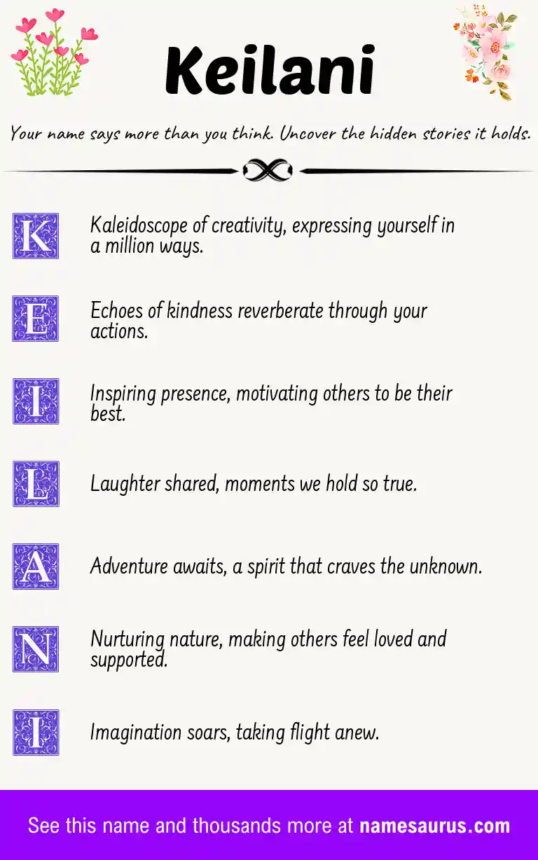 Acrostic poem about Keilani.