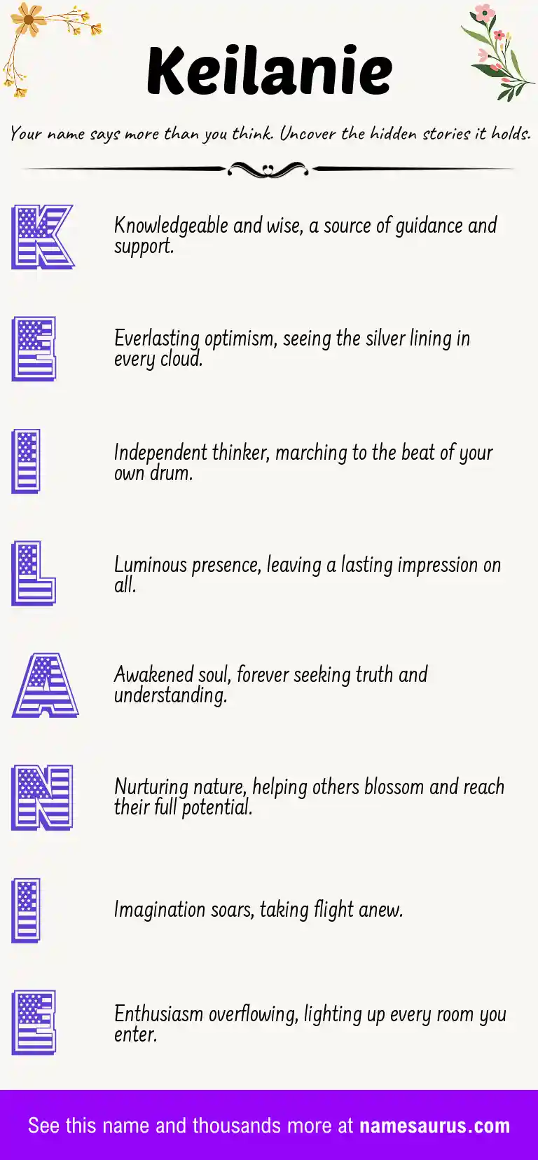 Acrostic poem about Keilanie.