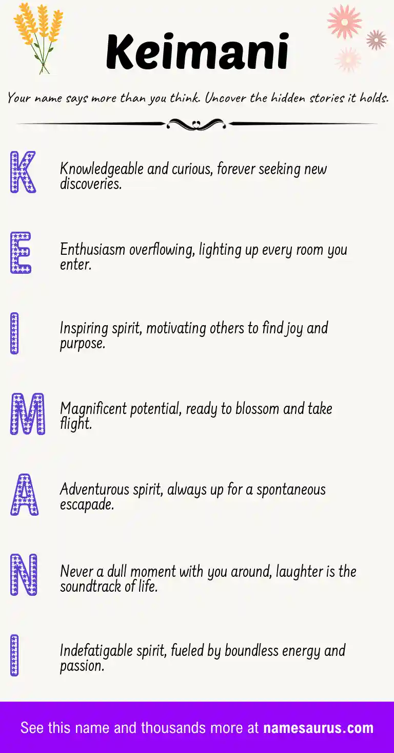 Acrostic poem about Keimani.