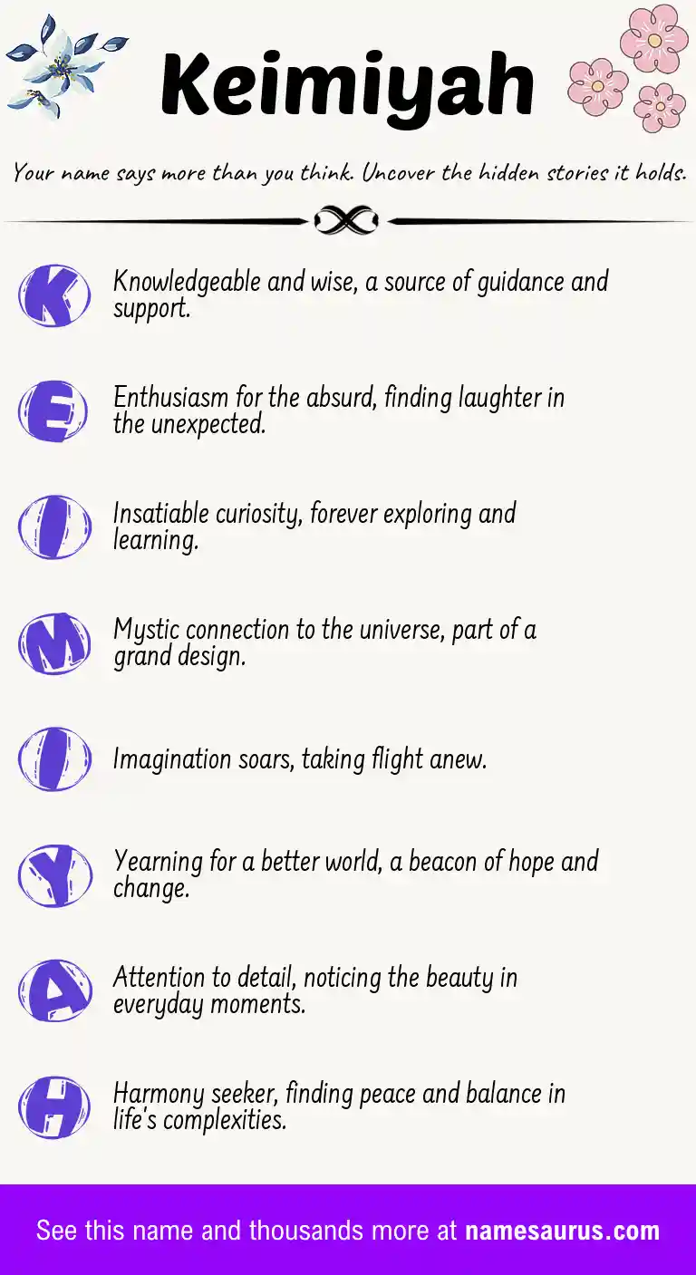 Acrostic poem about Keimiyah.