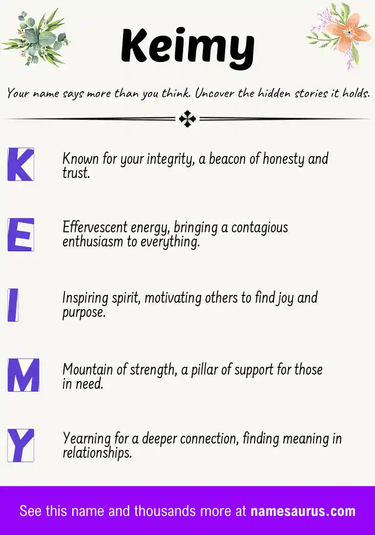 Acrostic poem about Keimy.