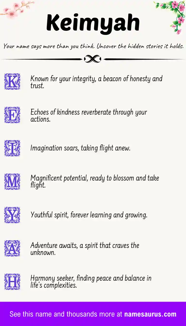Acrostic poem about Keimyah.