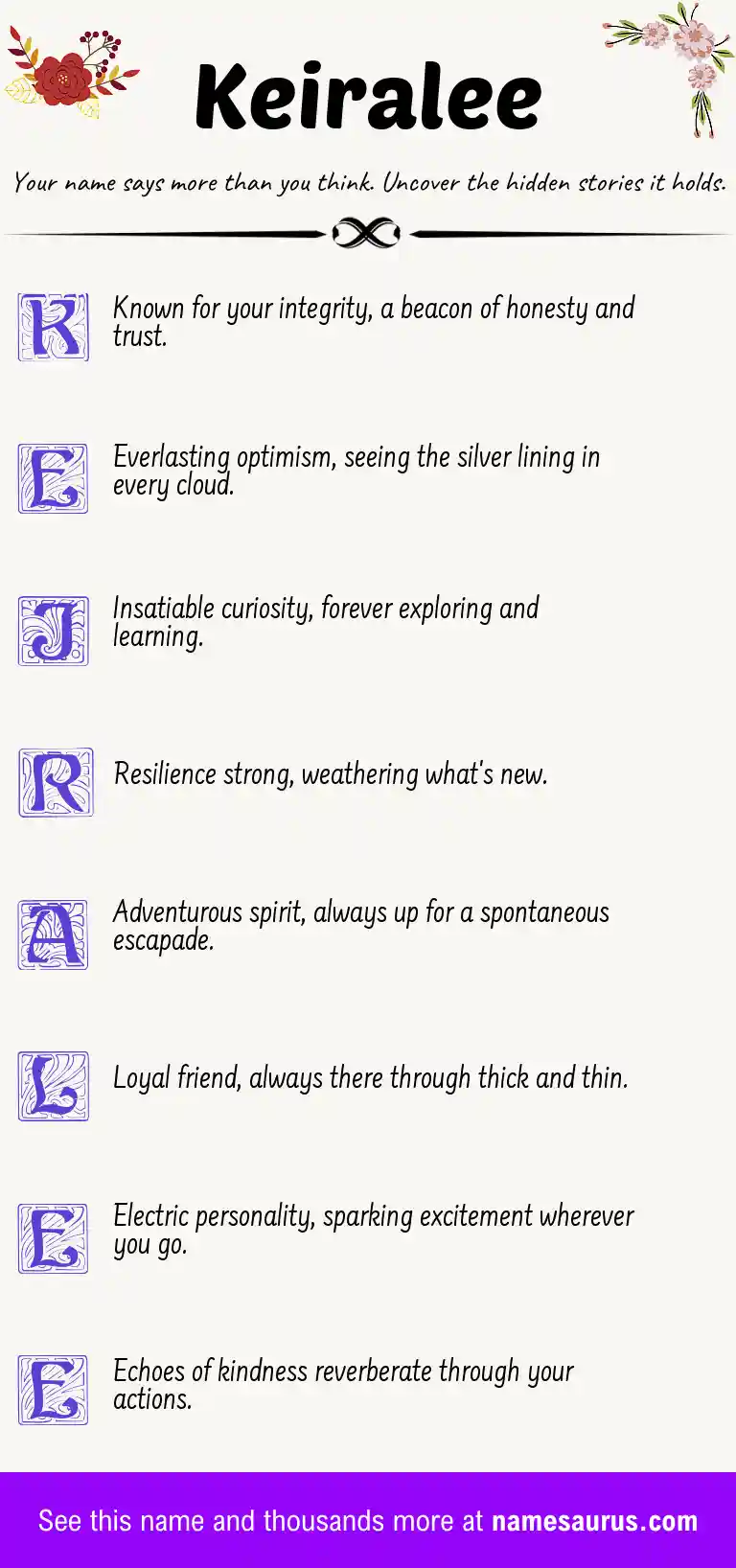 Acrostic poem about Keiralee.