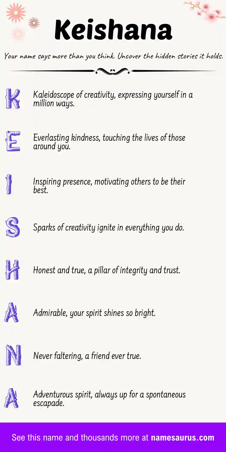 Acrostic poem about Keishana.