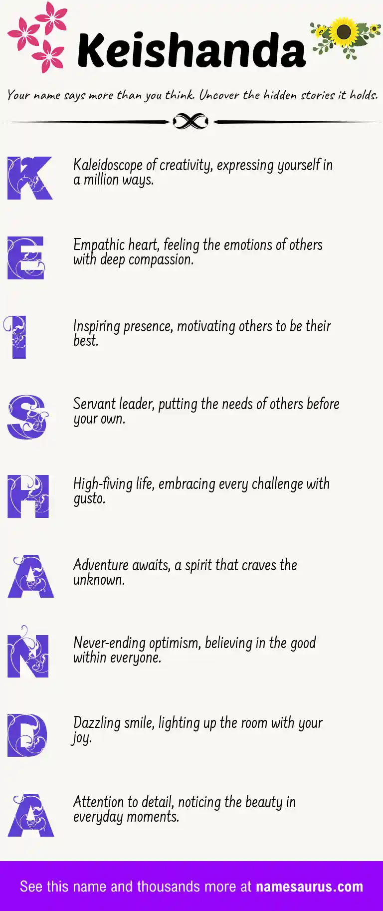 Acrostic poem about Keishanda.