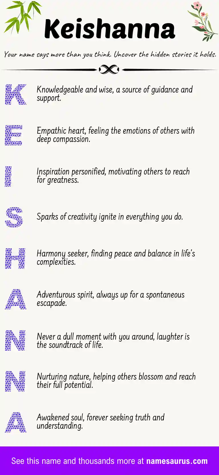 Acrostic poem about Keishanna.
