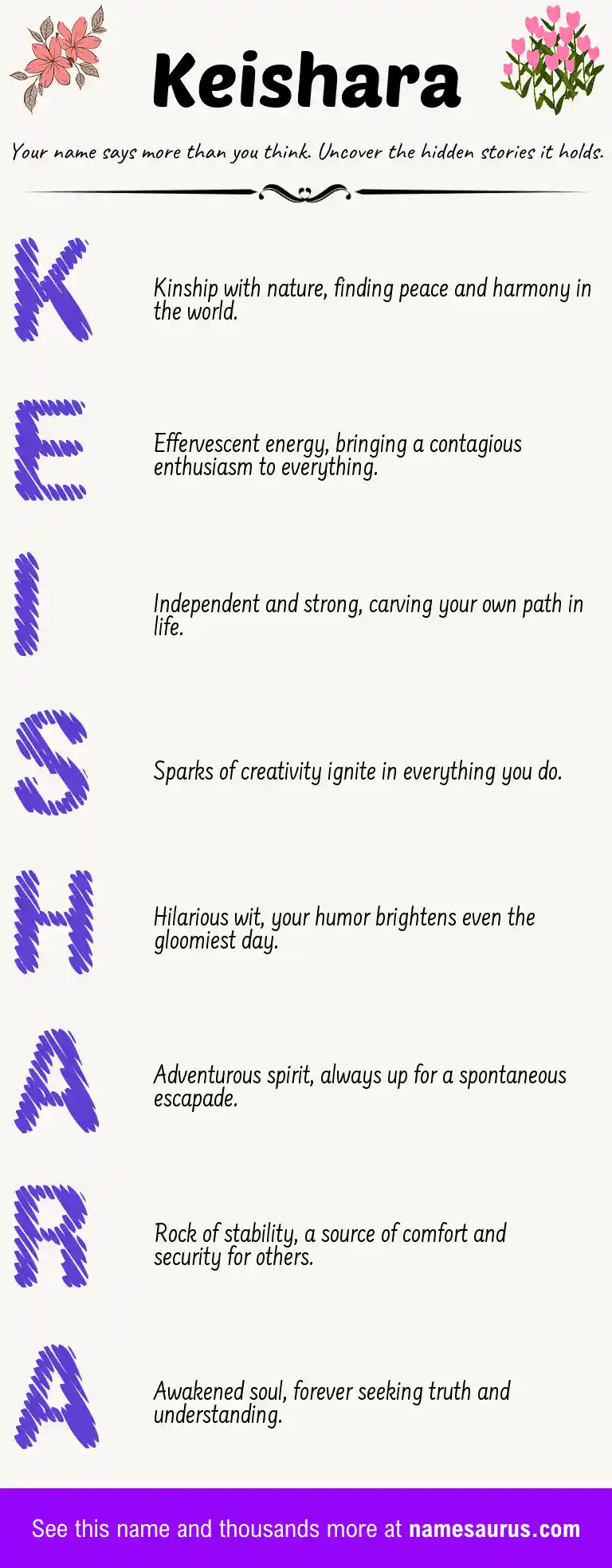 Acrostic poem about Keishara.