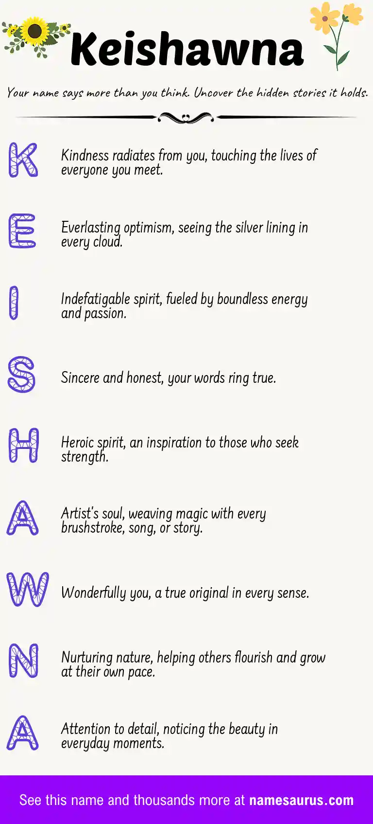 Acrostic poem about Keishawna.
