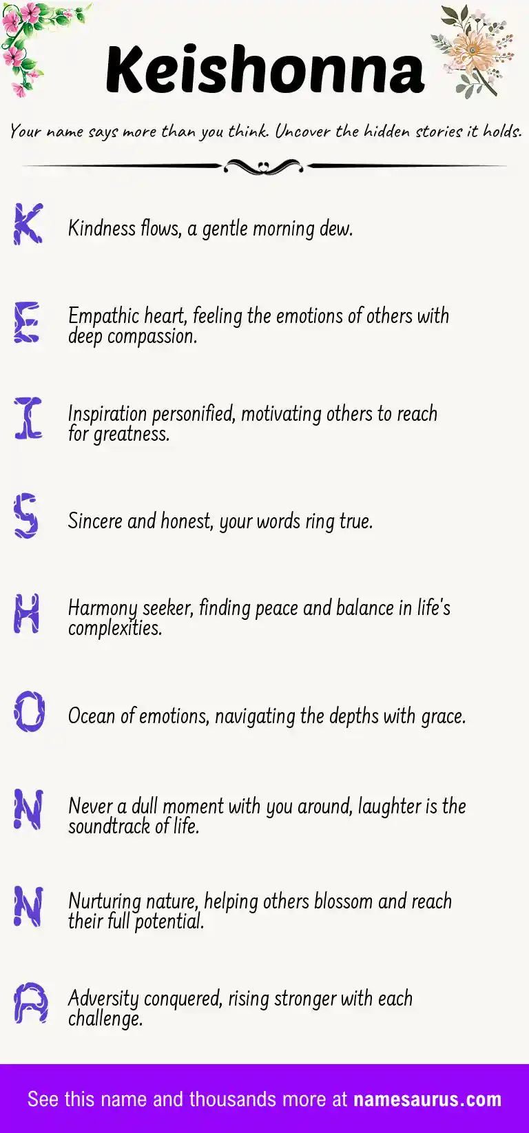 Acrostic poem about Keishonna.