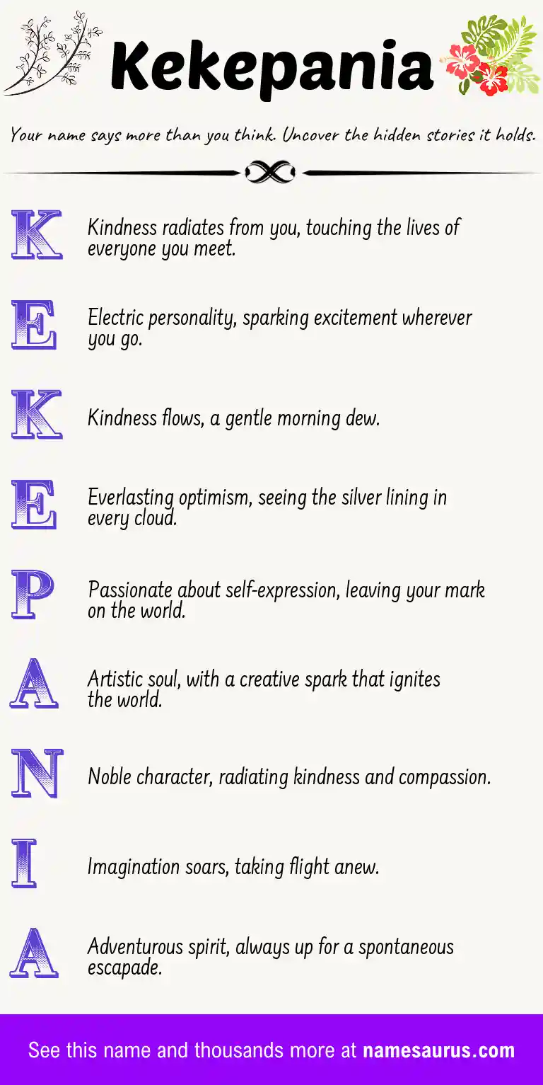 Acrostic poem about Kekepania.