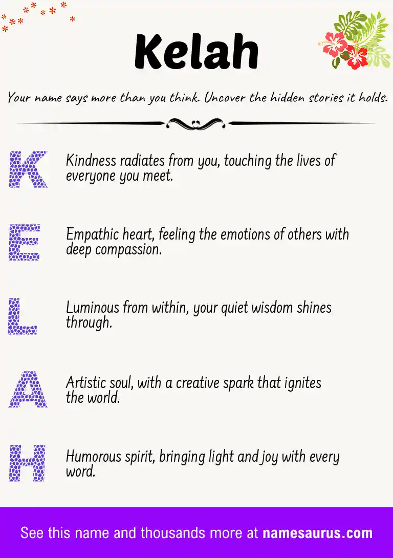 Acrostic poem about Kelah.