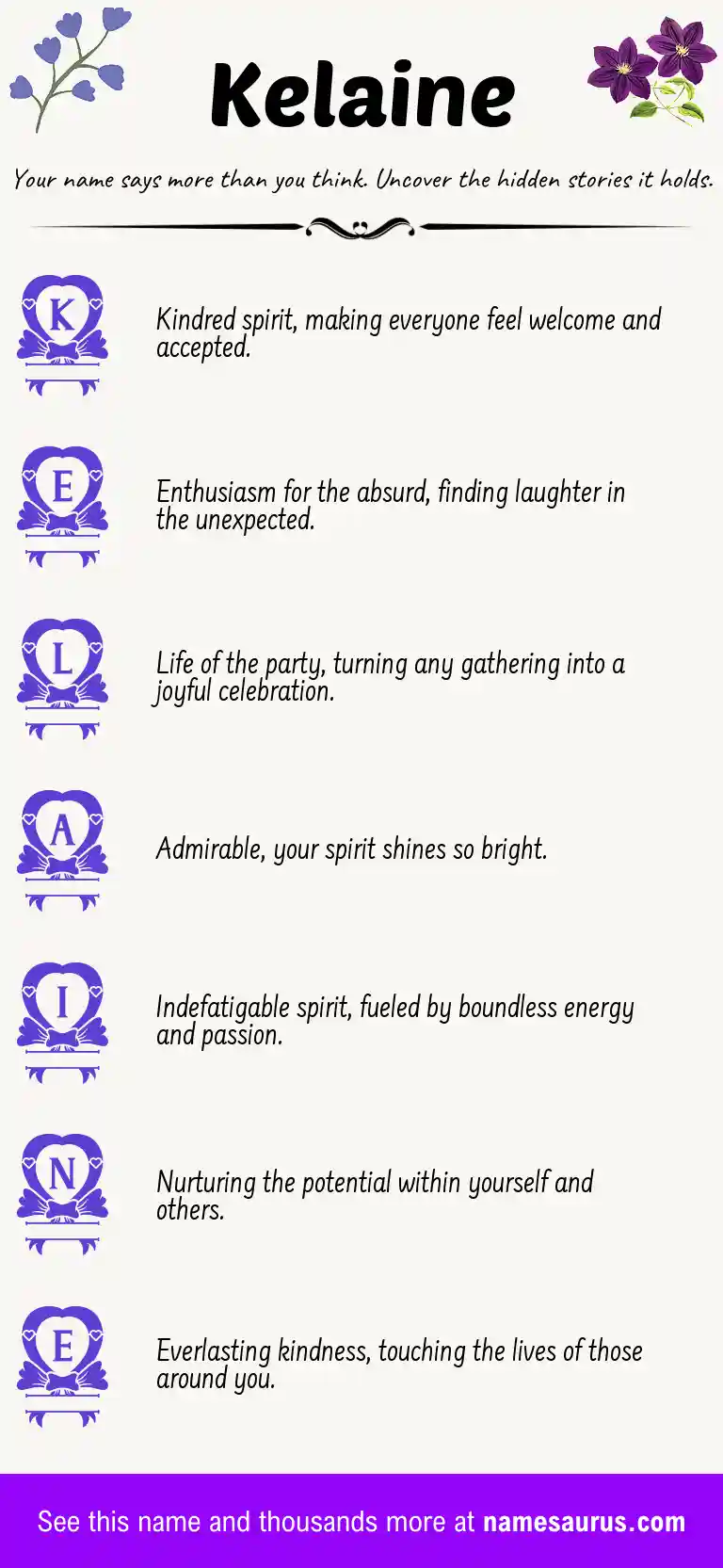 Acrostic poem about Kelaine.