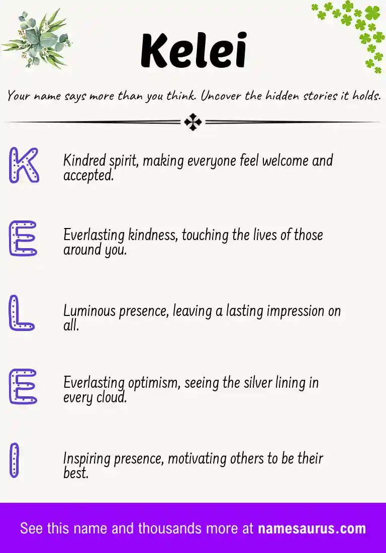Acrostic poem about Kelei.