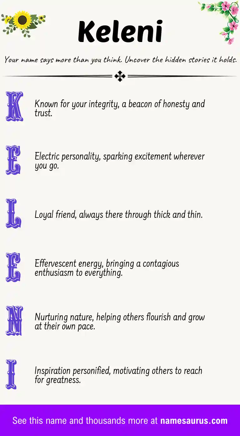 Acrostic poem about Keleni.