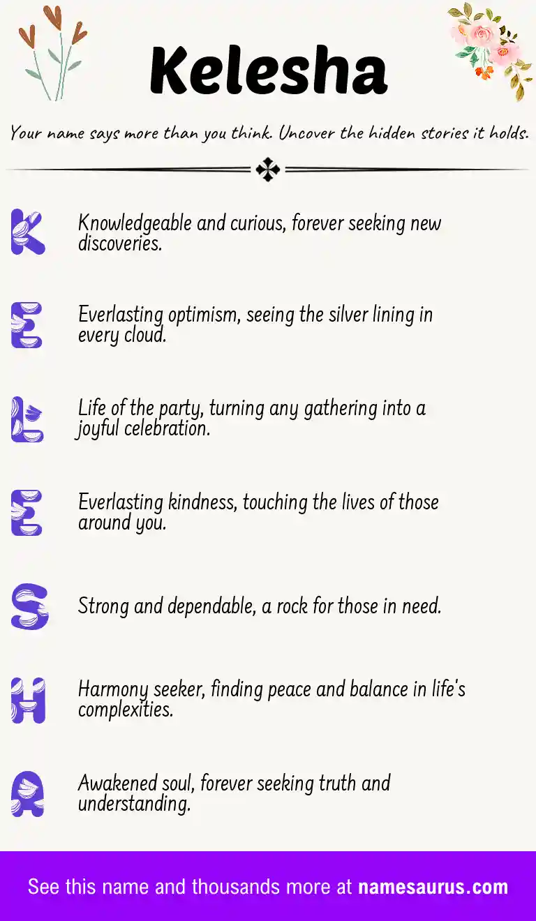 Acrostic poem about Kelesha.