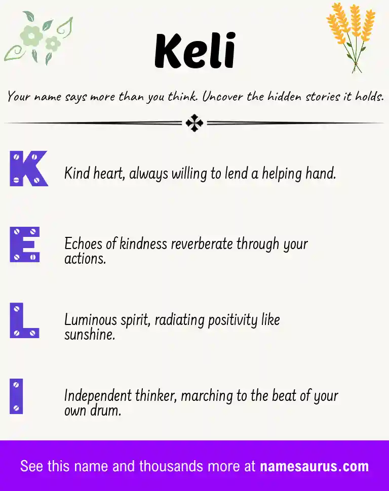 Acrostic poem about Keli.