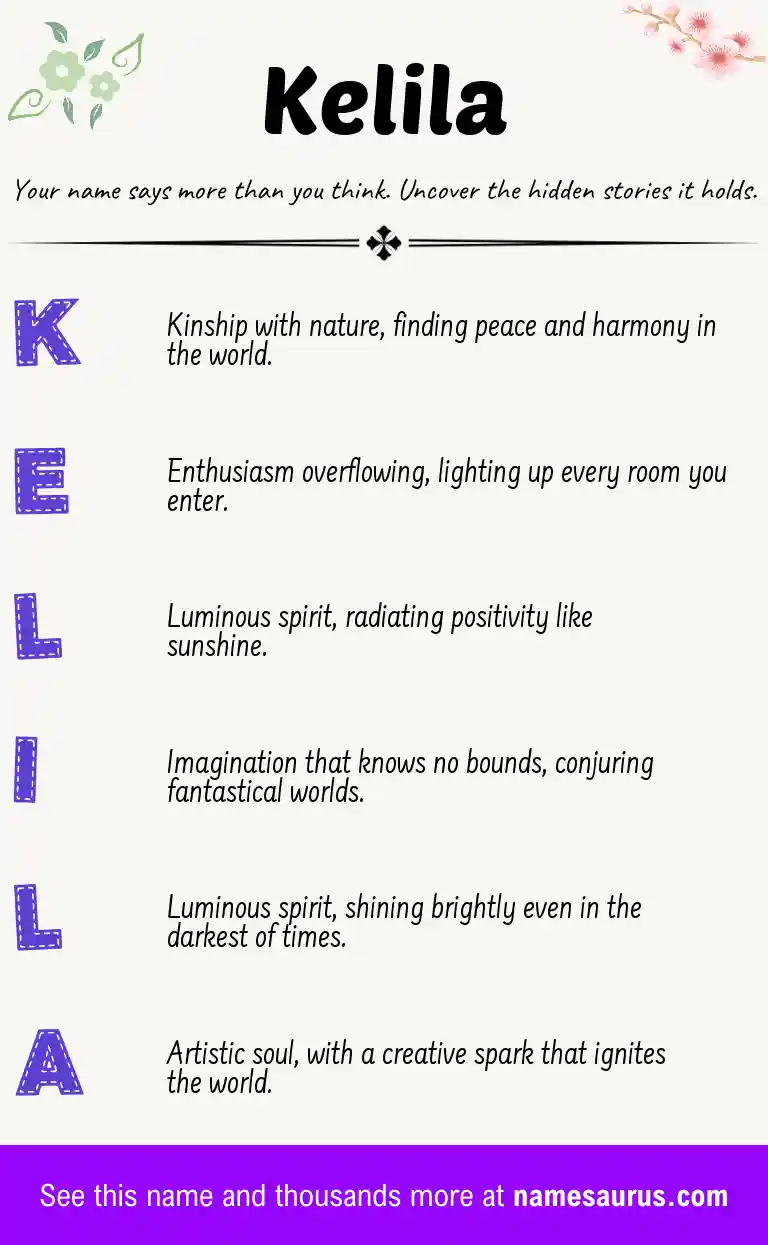 Acrostic poem about Kelila.