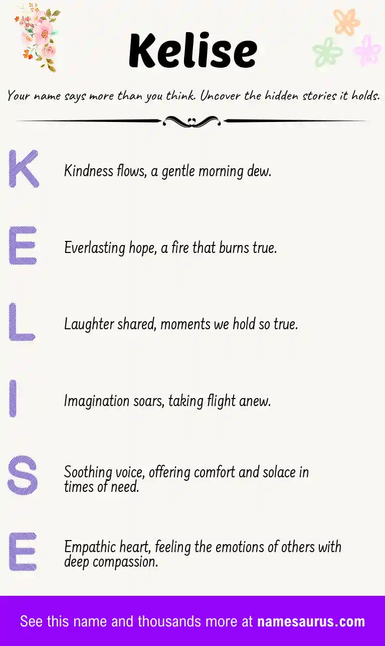 Acrostic poem about Kelise.
