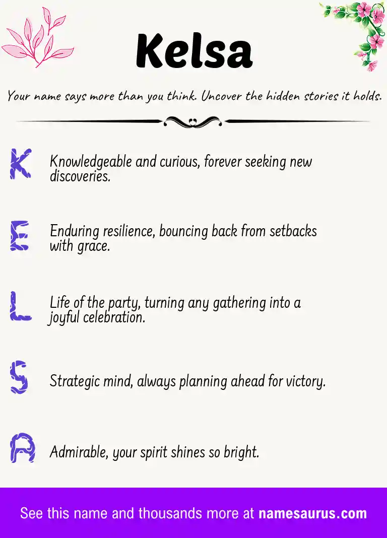 Acrostic poem about Kelsa.