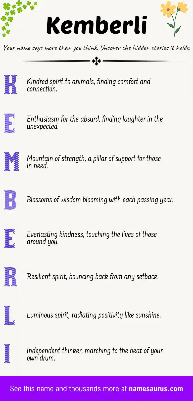 Acrostic poem about Kemberli.