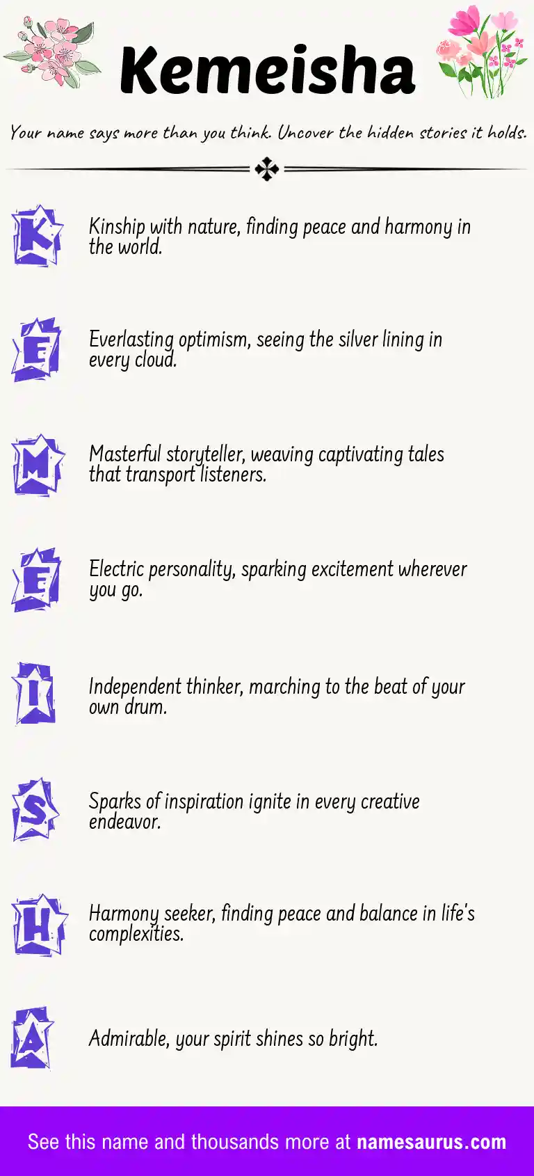 Acrostic poem about Kemeisha.