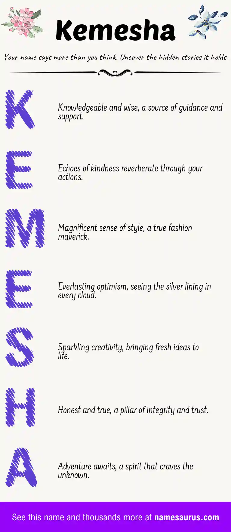 Acrostic poem about Kemesha.