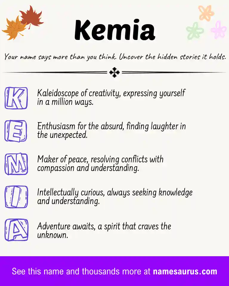 Acrostic poem about Kemia.