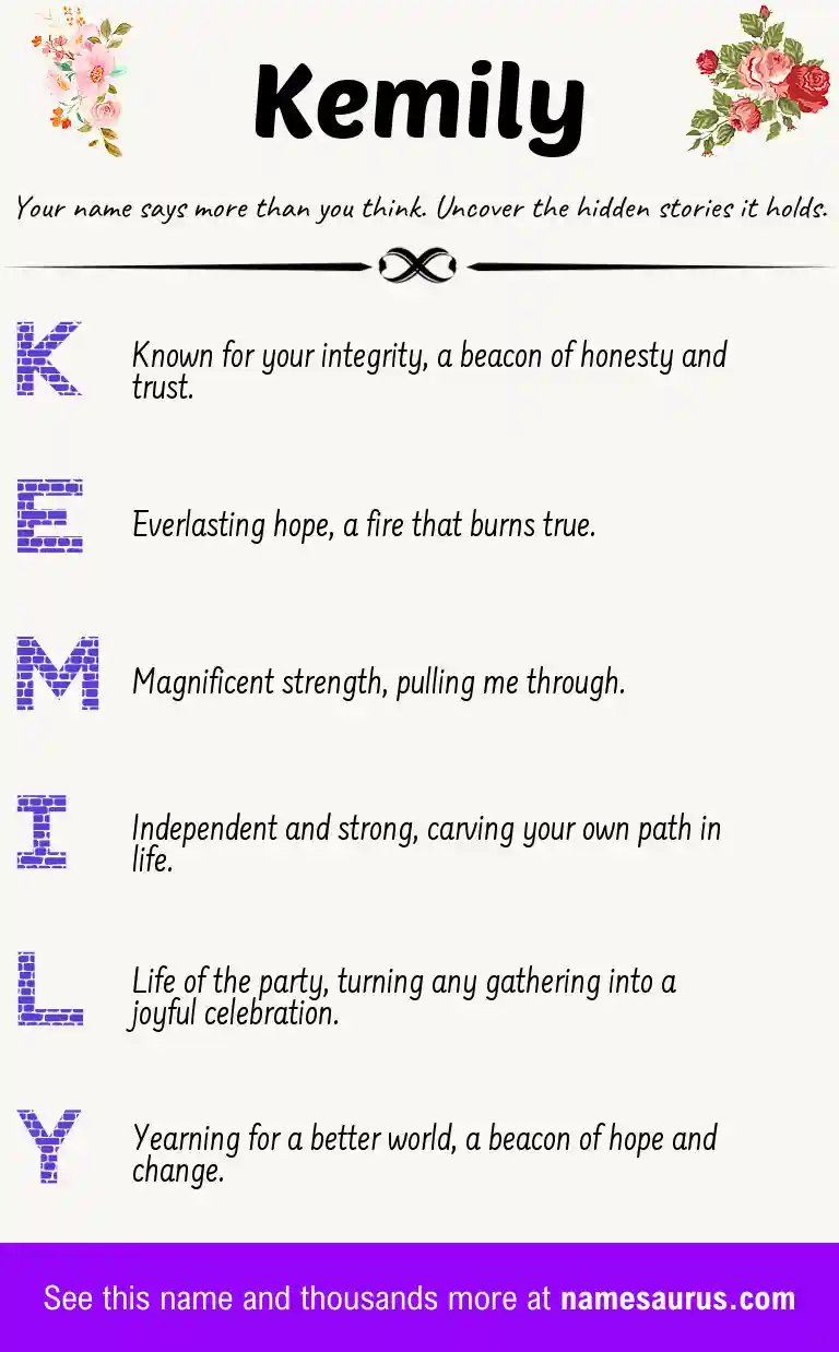 Acrostic poem about Kemily.