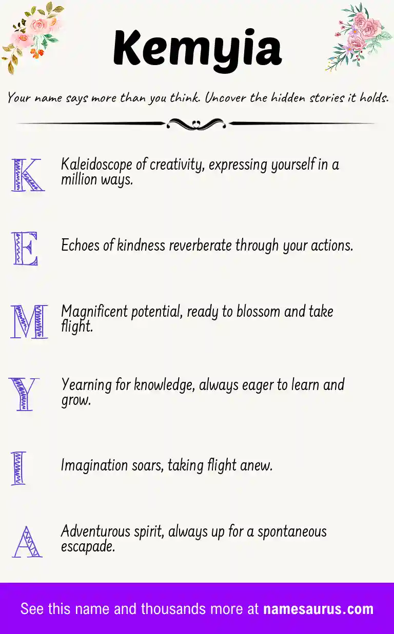 Acrostic poem about Kemyia.