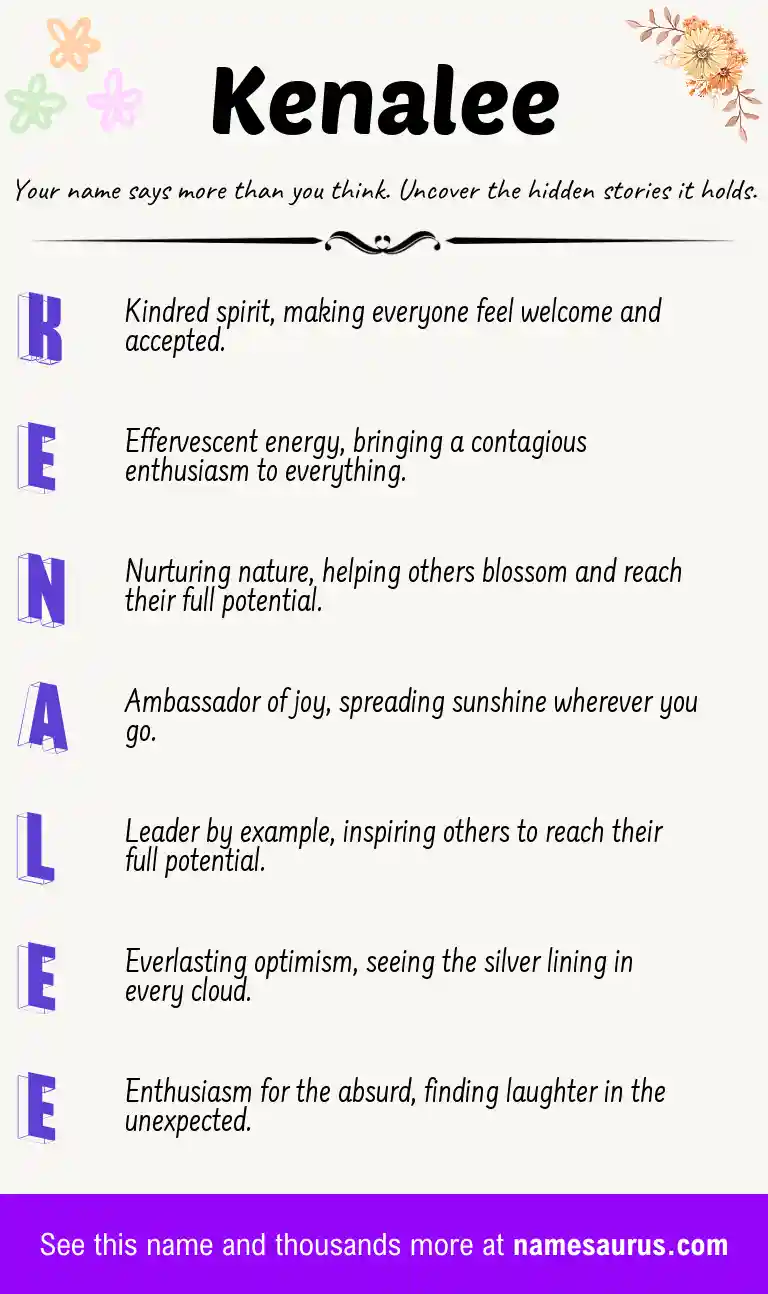 Acrostic poem about Kenalee.