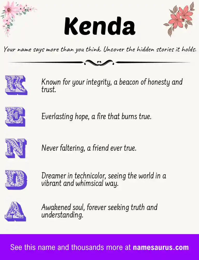 Acrostic poem about Kenda.