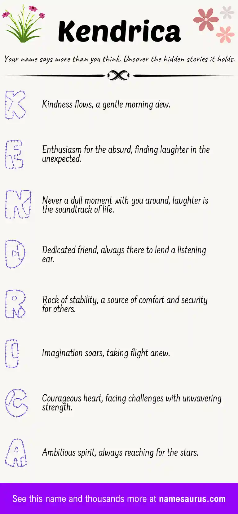 Acrostic poem about Kendrica.